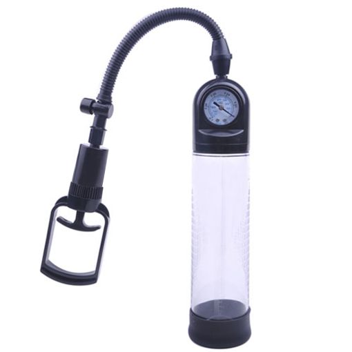 Gauge Trigger Controlled Penis Pump in Black